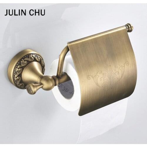 Antique Toilet Paper Holder Brass Bathroom Lavatory WC Paper Cover Roll Holder Vintage Europe Metal Tssue Hanging Rack Shelf