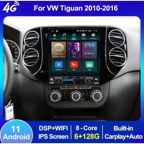 Tesla Style Android 11 DSP Carplay 4G Lte Car Radio For Volkswagen Tiguan 2010-2016 Multimedia Video Player GPS Navigation WIFI
