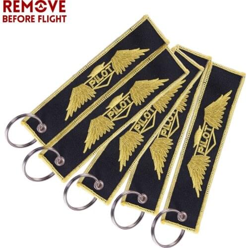 5 PCS/LOT Angel Pilot Key Chain Jewelry Embroidery Pilot Key Ring Chain Aviation Gift Key Tag Label Chaveiros Atacado Keychain