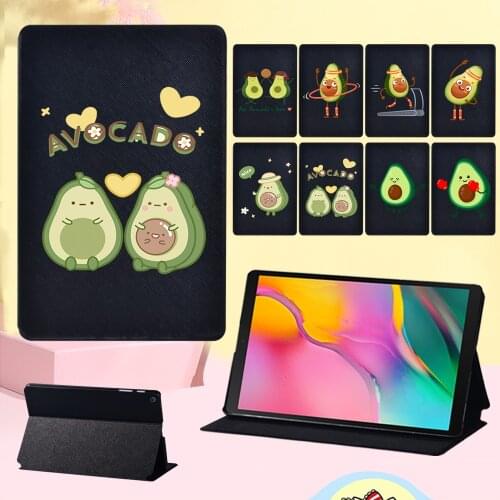 Anti-fall Tablet Case for Samsung Galaxy Tab S4 Tab S5e Tab S6 10.5"/Tab S7 11"-Avocado Series Leather Stand Cover Case + Stylus