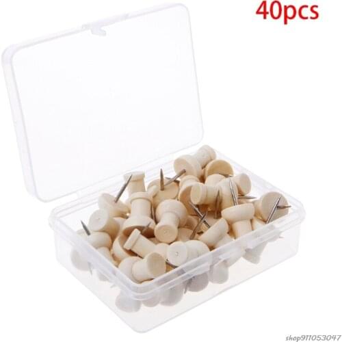 40 Pcs Wooden Thumbtack Creative Decorative Drawing Push Pins Wood Head Office A5 21 Wholesales
