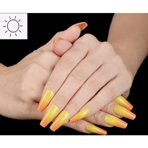 Gradient Color Noctilucence Fake Nail Neon Lights Fluorescent Night Club Bar Vocal Concert Wearable nail tips full cover acrylic