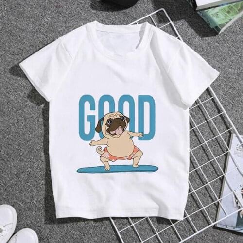 Baby Boy Fabric Girls T-Shirt Pug Spoof Printing Girl Teen Shirt Kids Cartoon Boys Top Clothing For Children From 24M To 9 Years
