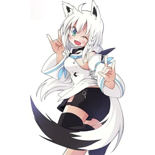 Personality Hololive Shirakami Fubuki Sunscreen Car Sticker Air Conditioner Decal Surfboard Waterproof Decoration