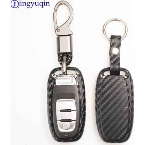 Jingyuqin 10P 3B Remote Carbon Silicone Car Key Case For Audi A4 A4L A5 A6 A6L Q5 S5 S7 Protect Shell Fob