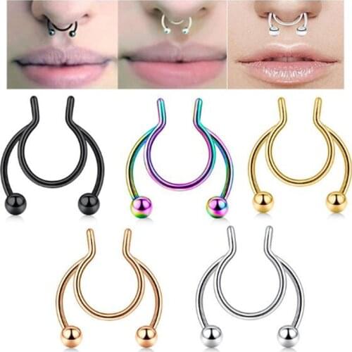 Trendy 1pcs Nose Ring 2021 New Nose Clip Medical Stainless Steel Hot Sale Nasal Septum False Nose Ring Piercing Jewelry Unisex
