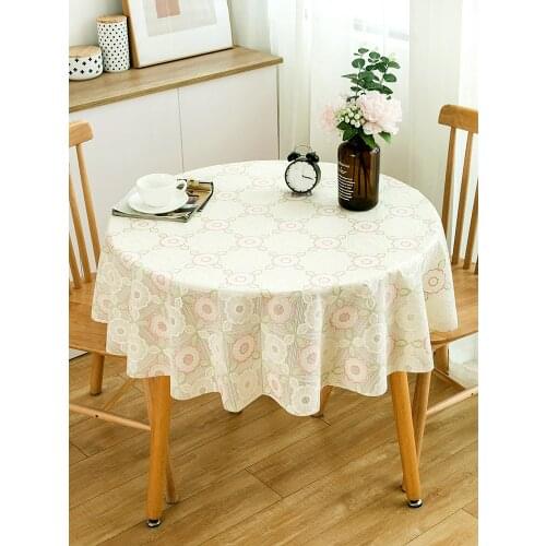 Round Tablecloth PVC Plastic Waterproof Oil-proof Table Cover Floral Printed Home Kitchen Dining Tablecloth Table Decor Supplies