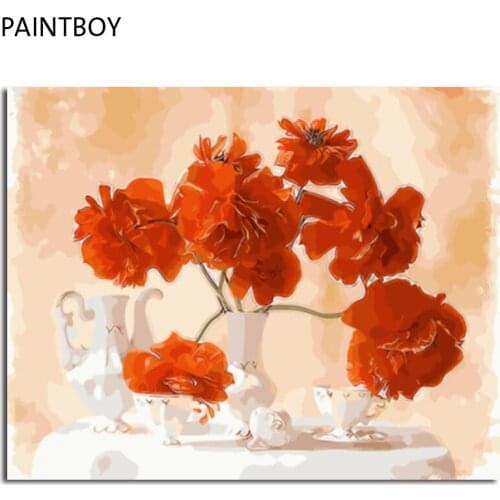 PAINTBOY Framed Picture Flower DIY Painting By Numbers On Canvas Oil Painting Home Decor For Living Room Wall