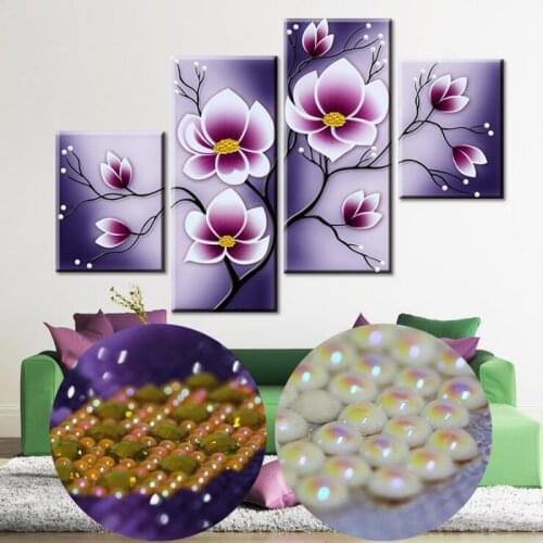 Special Shaped Drill 4 pieces DIY Embroidery Diamond Painting Mosaic for Round Rhinestones Flowers New Style