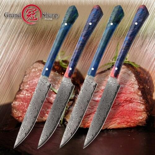 4-piece Damascus Steak Knife Set vg10 Japanese Damascus Kitchen Knives Chefs Professional Cooking Tool Best Family Gift Cutlery