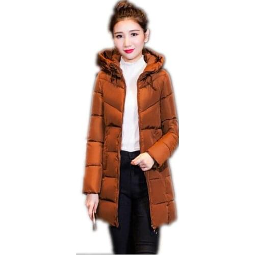Plus Size 4XL Solid Winter Women Medium-Long Parkas 2018 Fashion Casual Hooded Down Cotton Jacket Slim Padded Parkas Mujer Q512