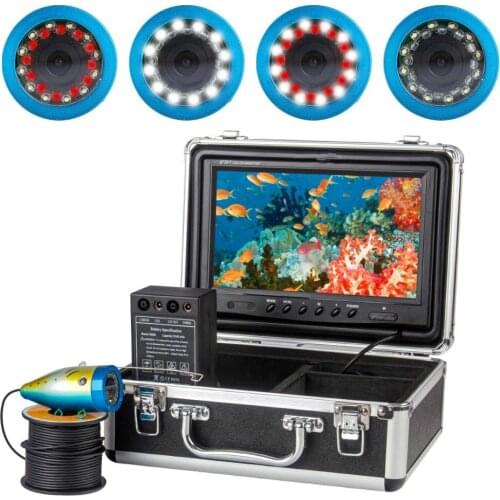 WF01B-plus 7/9inch LCD Monitor Fish FinderDouble lamp Waterproof Underwater 1200TVL Fishing Camera for Ice,Lake and Boat Fishing