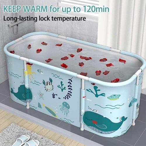 53Inch Portable Folding Bathtub for Adult Children Swimming Pool Large Plastic Bathtub Bath Bucket Insulation Bathing Bath Tub