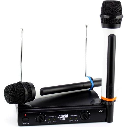 Professional 2 Handheld Dynamic Mic VHF Wireless Microphone System For Computer Sing Karaoke Party Sing Lectures Speech Speaker