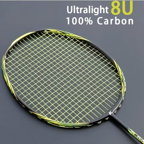 Multicolor Ultralight 8U 65g Carbon Fiber Professional Badminton Racket With String Bags Offensive Type Rackets Raqueta 22-28LBS