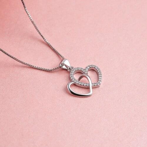 S925 Silver Necklace Pendant Diamond Luxury Cute/Romantic Heart Women Fine Jewelry Silver Anniversary Fashion Necklace for Women