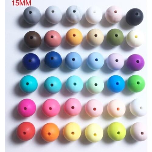 Silicone Beads 1000pc 15mm Silicone Baby Teething Beads Food Grade Nursing Chewing Round Teether Silicone Beads Necklace