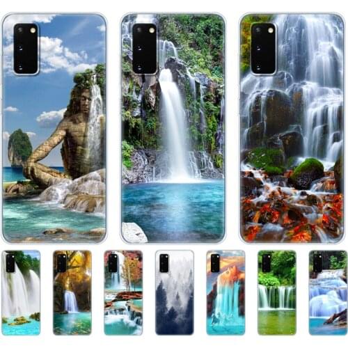 Silicon Case For samsung galaxy S20 PLUS Ultra S10 lite Phone Cover For samsung note 10 plus lite Case Waterfall Natural scenery