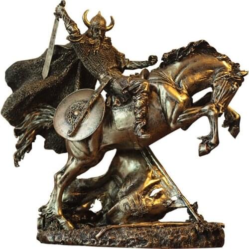 Ancient Rome Gladiator Sculpture Middle Ages Character Statue Resin Desktop Viking Warrior Figurines Home Nordic Greece Creative