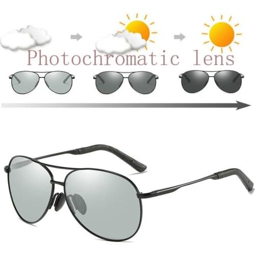 Eyecrafters Polarized Photochromic Sunglasses UV400 Mens Gun Metal Driving Fishing Sunglasses Transition Lens Pilot Sunglasses