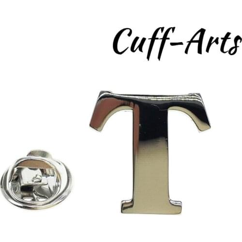 Cuffarts T Letter Lapel Pin Badges Matched Cuff Links For Men Name Jewelry Trendy Alphabet Button Cufflinks P10027