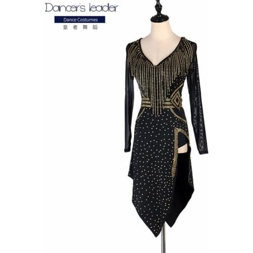 Woman Latin dance skirt Lady Latin skirt with diamond tassel dress tassel Latin skirt sexy black