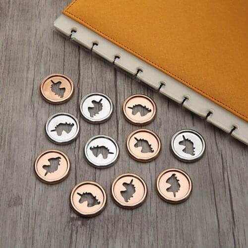 10Pcs Kawaii Unicorn Notebook Buckle Mushroom Hole Binding Disc Flip Button Discs For Student DIY Diary Office Loose-leaf Plan