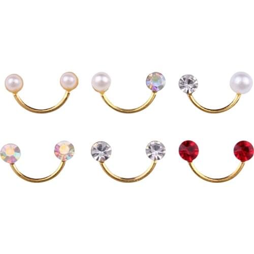 10Pcs/Pack Japanese Alloy Nail Crystal Pearl Rhinestone Smile-Shape Charms Diamond Gems For Nail Art Decoration Gold Rhinestones