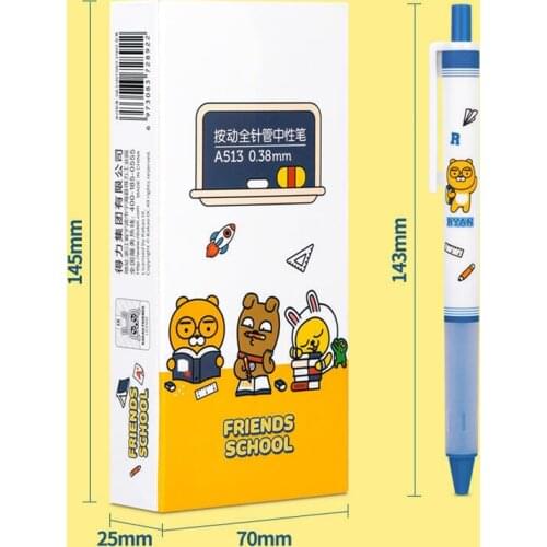 12Pcs/set press full syringe gel pen 0.38mm cartoon creative animation children gift black student office stationery