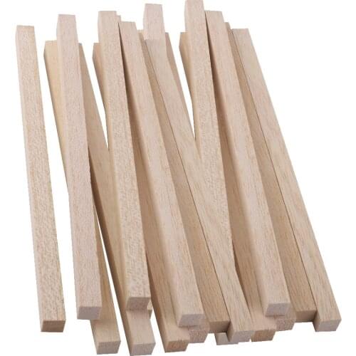 20 Pieces 20cm Square Wood Stick Pieces Wooden Dowel for Making Trunk Pole Hobby Craft 10mm
