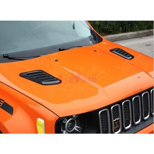 2016-2018 Car Hood Carbon Fiber Color Vent Cover Trims Protector ABS Chrome Styling For Jeep Renegade Accessories