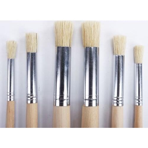 6pcs/set Watercolor Painting Stencil Brush Different Size Wooden Handle Kids Student Art Supplies