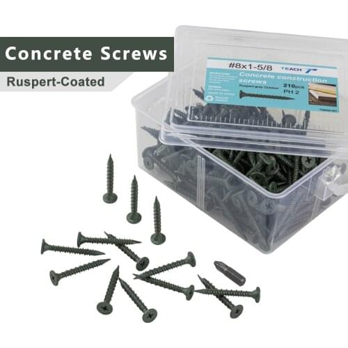 8#×1-5/8 Flat Head Phillips Ruspert-Coated High-Low Thread Self Drilling Concrete Screw