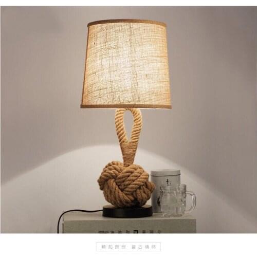 American rope vintage industrial table lamps for living room Led Bed lamp bedside light table light Tafellamp lamps bedroom MING