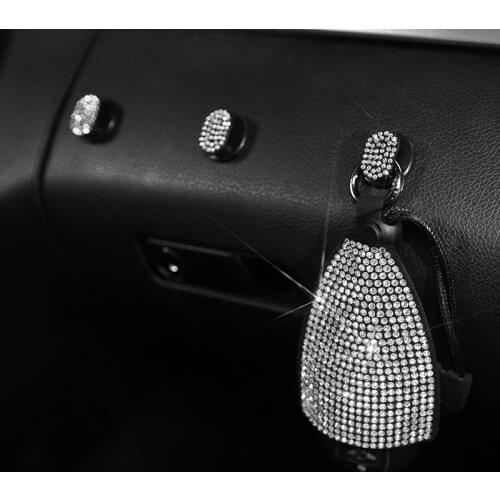 Bling Car Hooks Crystal Sparkling Rhinestone Back Seat Hanger Storage Hooks For Groceries Bag Handbag