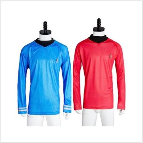 Fast delivery Star Cosplay Trek Costume Captain O-Neck Knit Shirt Uniform For Men Halloween Carnival Company employee uniform