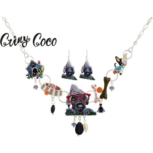 Cring Coco 2019 New Alloy Jewelry Sets Creative Wolf Grandmother Little Red Riding Hood Necklaces Set for Girls Kid Drop Earring