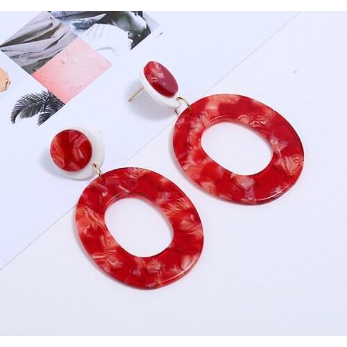 European and American Simple Brand Acetate Version Earrings Acrylic Plate Geometric Oval Resin Jewelry