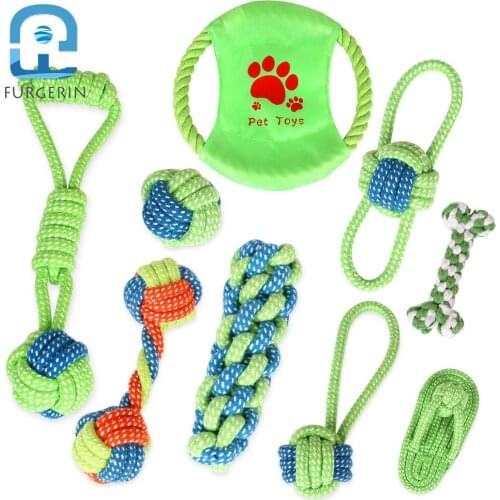 FURGERIN 9pcs/set Cat Toys Interactive Dog Chew Toys for large dogs doggy ball dog Teeth Cleaning Outdoor Training Playing