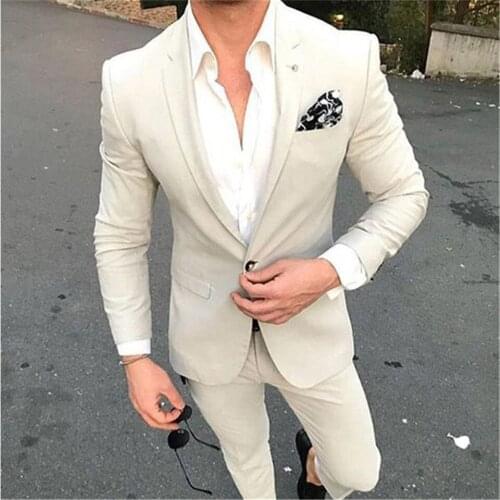 Summer Casual Slim Fit Men Suit 2pieces (Jacket+Pant+Tie) Custom Groom Tuxedos Groomsmen Wear Wedding Blazer Suits For Men