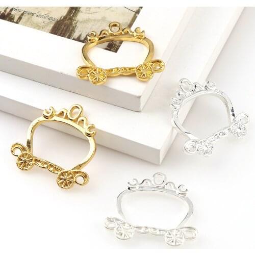 Metal Jewelry Setting Crown Gold Color Charm Hollow Gold Blank Pendant Tray Bezel Charms Accessories DIY Handmade Craft 2PC