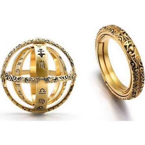 2021Korean Fashion Vintage Astronomical Ball Rings For Women Men Can Be Opened Flipped Dual-Purpose Round Finger Ring Jewelry
