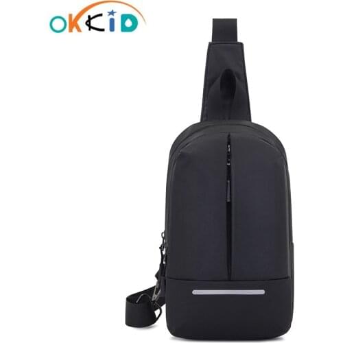 OKKID Breast Package Men One Shoulder Crossbody Bag Leisure Waterproof Nylon Cross Body Chest Bag Small Travel Sport Bag Pack