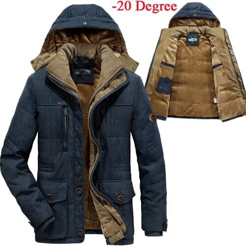 -20 Degree Winter Jacket Men Parkas Coat Male Thicken Coat Military Jacket Hooded Collar Warm Mens Parkas Plus Size 6XL 7XL