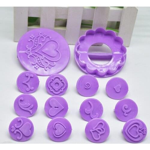 DIY tool 14-piece set of turned sugar print pattern European pattern cake print pattern cookie decoration cut mold