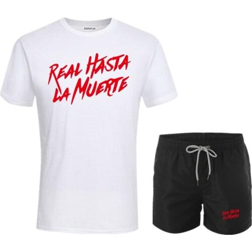 2020 new Pocket set 2 Pieces men Sets Male Men Clothing Sportswear Set Fitness Summer Print Men Shorts+T shirt Mens Suit