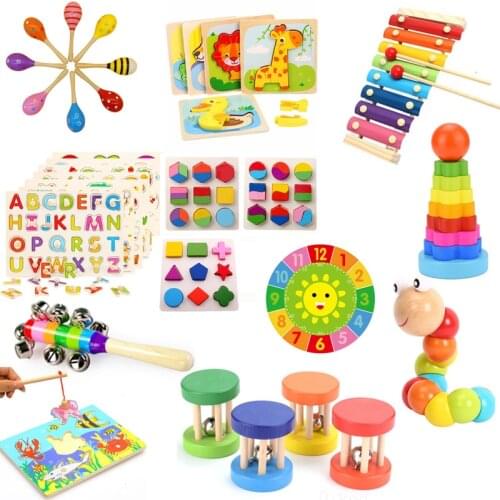NEW Baby Educational Toys 3D Wooden Toy Montessori Puzzle Early Learning Baby Birthday Christmas New Year Gift Toys for Children