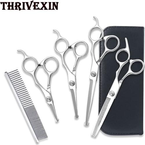 Pet Grooming Scissors Stainless Steel Professional Dog Grooming Cutting Thinning Shear Cats Sharp Haircut Pet Tool Set
