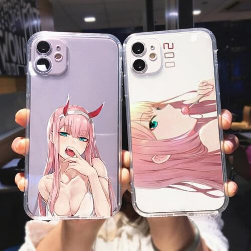 Zero Two Darling in the FranXX Transparent Phone Case For iPhone 12 11 Pro MAX XS SE20 8 7 6Plus X XR Cute Anime Soft TPU Cover