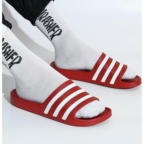 Stripe Slippers Men Summer Casual Shoes Women Slides Platform Flip Flops Male Bathroom Slippers zapatillas hombre Big Size 46 47